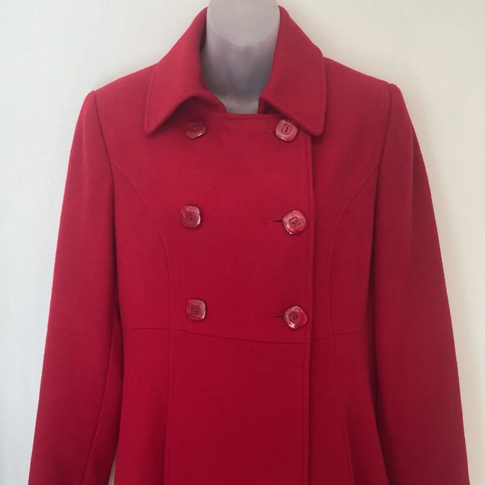 Via Women's Red Double Breasted Coat in Size 10 - Picture 2 of 5